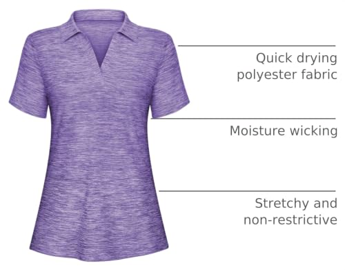 Image of Cucuchy Womens V Neck Golf Polo Shirts Moisture Wicking Sports Workout Tops
