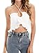 JUOIANTANG Lady Sexy BH Frauen Gestrickt Shirt Spaghettiträger Feinstrick Crop Top Racerback Dame Tank Top Weiß Volant S