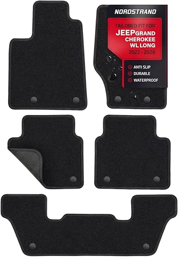 Floor Mats for Jeep Grand Cherokee L 2021-2026 - Custom 3D Fit Mats for Jeep Grand Cherokee 6-Seat - 1st & 2nd & 3rd Row - Anti-Slip Backing - 22oz Heavy Duty Carpet Mat
