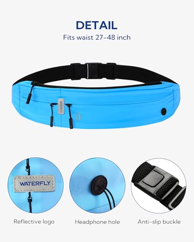 Image of WATERFLY Running Belt Fanny Pack: Runner Marathon Jogging Waist Pack Sport Workout Exercise Fitness Phone Holder Belt for Men Women Jogger Slim Waistband