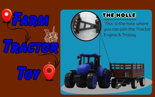 Image of Friction Powered Tractor Trolley Toy for Kids | Farm Tractor Toy with Trailer for Boys & Girls | Push & Go Tractor Vehicle Toy | BIS Certified | NeoKiddo (Blue)