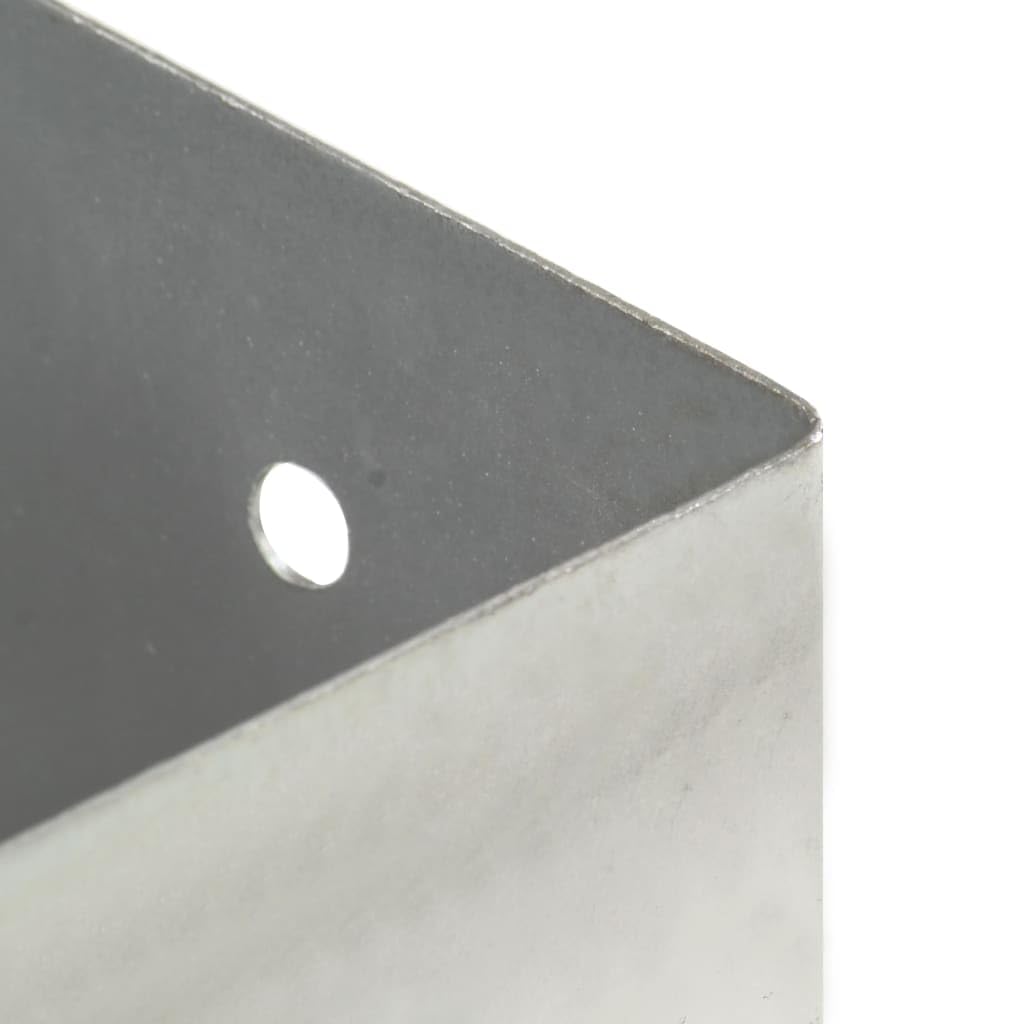 Anclajes de poste de metal galvanizado, 4 unidades, 121 mm, para tubos cuadrados, resistentes al óxido, ideales para fijación al suelo de vallas en hormigón y madera