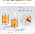 K&F CONCEPT 20ml × 2 Camera Sensor Cleaning Solution, Professional Safe Lens Cleaner Fluid for CMOS, Coated Lenses, Scopes, Cameras, Glasses, Electronic Cleaning