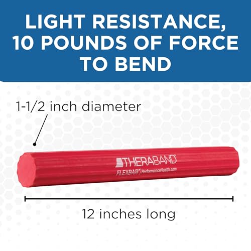 Image of THERABAND FlexBar Resistance Bar, Physical Therapy, Flex, Elbow, Wrist, Red