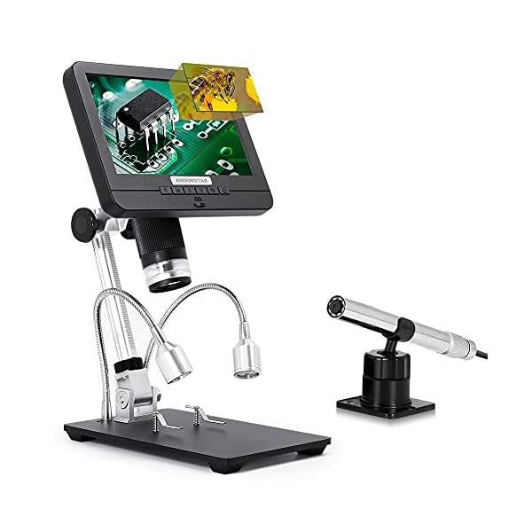 Andonstar Digitales Mikroskop AD206S mit Dual-Linse, USB, LCD-Display, Videomikroskope mit Endoskop zum Löten von SMT…