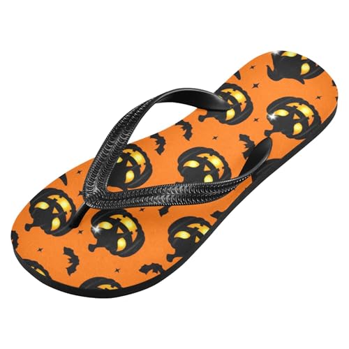 Burbuja Pumpkins with Glowing Faces Flip Flops for Women Men, Soft Thong Sandals Rubber Slippers for Pool Beach Essentials2