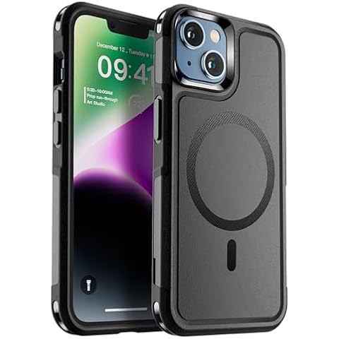 SUPFINE Magnetic for iPhone 14 Case & iPhone 13 Case (Compatible with MagSafe) (Dual Layer Structure Protection) (12 FT Military Grade Drop Protection) Heavy Duty Shockproof Phone Case, Black Cover