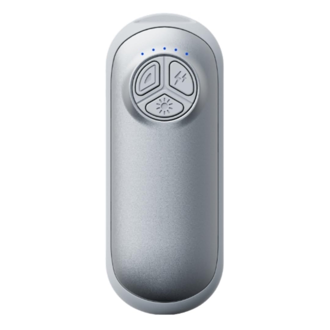 Scaldamani elettrici, confezione da 2 pezzi, indicatore LED e 5 livelli di riscaldamento, riscaldamento 3S alla temperatura massima 55°C, ideale per golf, campeggio, escursioni, sport invernali