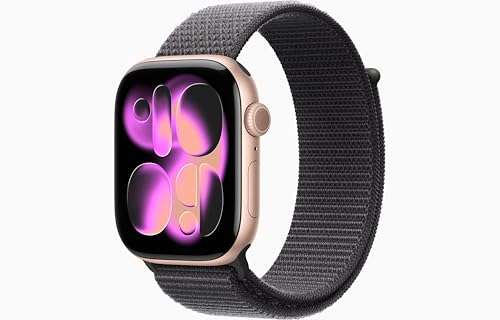 Image of Apple Watch Series 11 [GPS, 46mm] Rose Gold Aluminum Case with Dark Gray Sport Loop Band, One Size (Renewed)