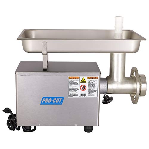 Pro-Cut KG-12-FS, 3/4 HP Motor 115V, Stainless Steel Cabinet & PAN, 400+ LBS/HR Grinding Capacity, Precision Engineered Steel Gear Transmission.