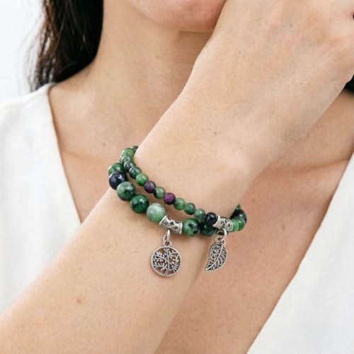 Image of YGLINE Tree of Life Yoga Healing Stone Bracelets,Multilayer Lotus Chakra Stone Reiki Bracelet Sets,Anxiety Crystal Natural Stone,for Women Stress Relief