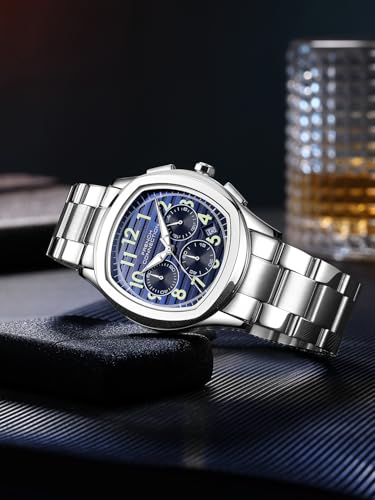 Image of French Connection Megachron | Chronograph Blue Dial | Silver Stainless Steel Strap | Watch for Men - FCD5USM
