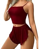 Avidlove Womens Sleepwear Sexy Pajama Set Cute Tank and Shorts PJ Set Lounge Sets Wine Red M