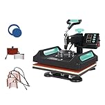 UKPRESS Heat Press Machine 8 in 1 38x38cm Sublimation Printing Swing Away 360 Degree for T Shirts Mug Hat Plate Cap Mouse Pads Dual Digital Control Multifunctional (Green)