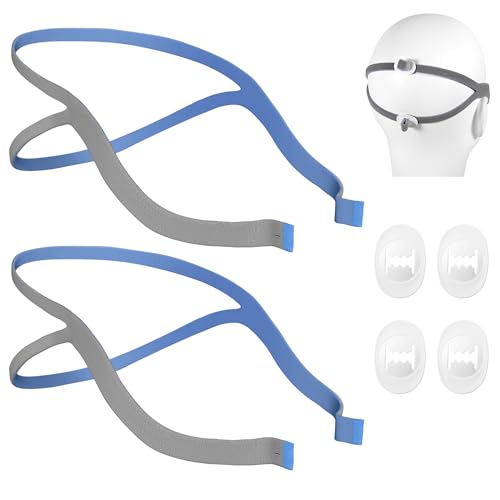 YBWM 2Pack P10 Replacement Headgear Compatible with Airfit P10 Nasal Pillow Mask Elasticity Soft Airfit P10 Headgear Strap with Adjustment 4 Clips(Without Mask)