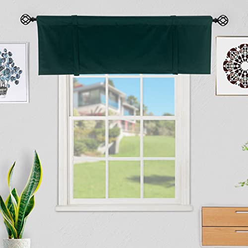 Velvet Tie Up Valance Curtains, Christmas Hunter Green Window Valances For Living Room，18 Inch Length Rod Pocket Valance For Windows/Curtains/Bedroom/Dining Room/Cafe/Office/Studio #TOP5