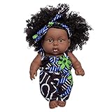  Fowybe Baby Dolls - Schwarzes Mädchen - Realistische Babypuppe Schwarz - Afrikanische Babypuppe mit Kleidungsset - 8-Zoll-Baby-Realistische Puppen - Spielpuppe - Schwarze Puppen