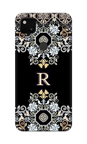 Image of PRINTFIDAA Name II Initial II Letter Floral Pattern Alphabet R Printed Designer Hard Back Case Cover for Google Pixel 4A -(SF) MVN1007