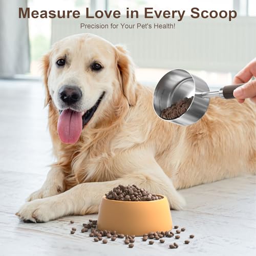 Image of Dog-Cat Food Scoop Measuring-Cup - 1 /2 Cup (4 Oz),304 stainless steels,Black walnut long handle