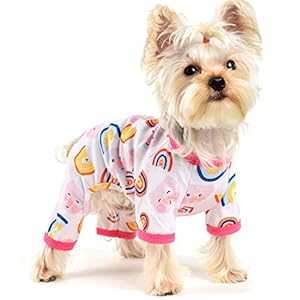 Dog Pajamas, Pink Dog Pjs Spring Doggie Outfits Summer Pet Jammies Dog Clothes for Small Medium Dogs Girl, Cat Apparel Outfit