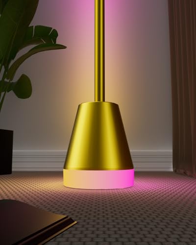 Image of Keepsmile Smart RGB LED Corner Floor Lamp,172 LEDs Bright Standing Lamps for Living Room with APP and Remote,Modern Floor Lamp with Music Sync and 16 Million Colors, Ambient Lighting for Bedroom Gold