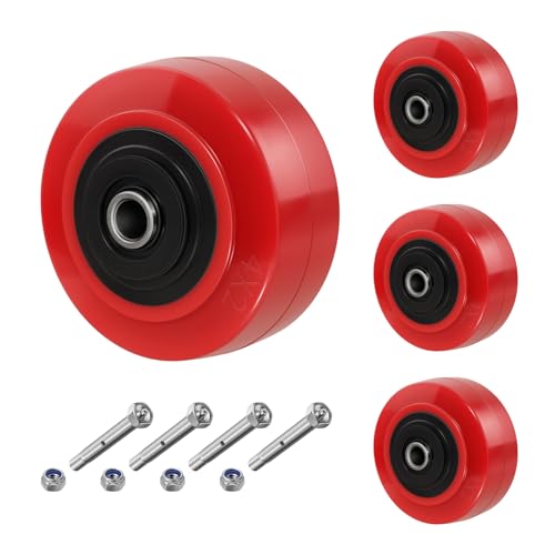 Image of 4 inch x 2 inch Caster Wheels, 1 /2 inch Bore Axle Non-Marking Polyurethane Wheel with Roller Bearing, Set of 4 Heavy Duty Caster Wheel with 2400 lbs Capacity (4 Pack)
