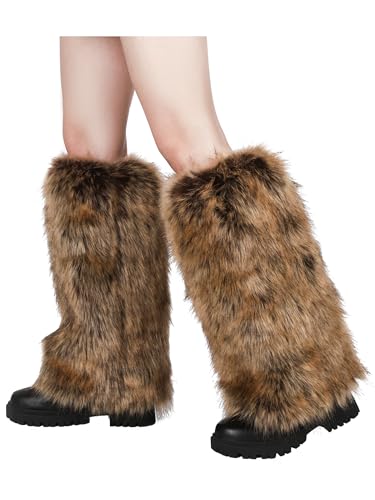LA CARRIE Women Faux Fur Leg Warmers Long Furry Leg Foot Cuffs Girls Winter Boot Socks2