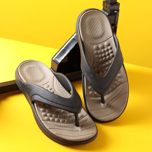 Image of YOHO Snugly Flip Flops for Men | Orthopedic Slippers & Relieving Acupressure | Waterproof Monsoon Footwear | Dual-Tone Design
