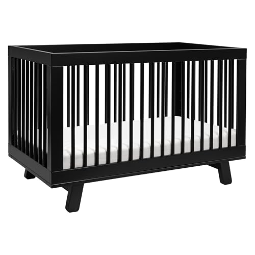 Babyletto Hudson 3-in-1 Convertible Crib with Toddler Bed Conversion Kit in Black, Greenguard Gold Certified