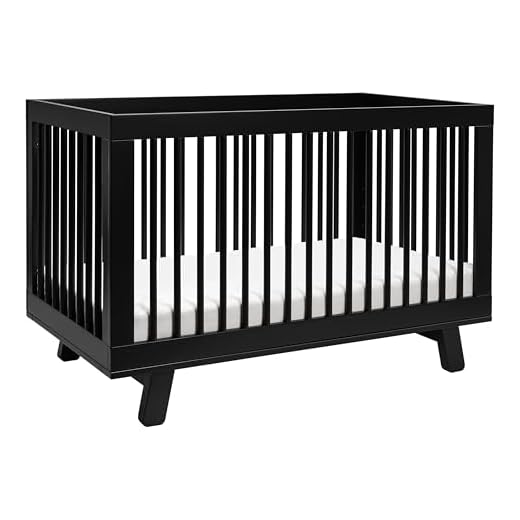 Babyletto Hudson 3-in-1 Convertible Crib with Toddler Bed Conversion Kit in Black, Greenguard Gold Certified