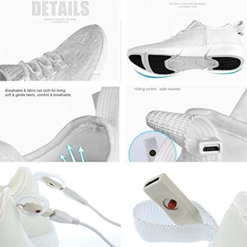 Gaorui Child Fiber Optic LED Shoes Light Up Shoes for Women Men Flashing Luminous Trainers for Festivals Christmas Party USB Charging Lightweight Fashion Sneaker for Boys Girls Black White | Image 6