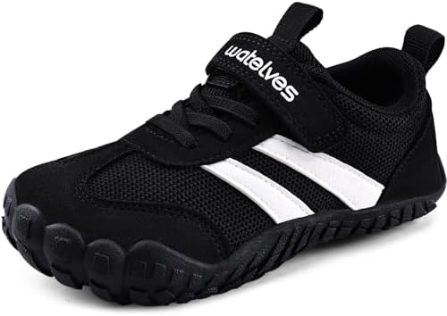 WateLves Kinder Barfußschuhe Jungen Mädchen Barfussschuhe Sneaker mit Klettverschluss Weich Atmungsaktiv,Größe 25-36 EU