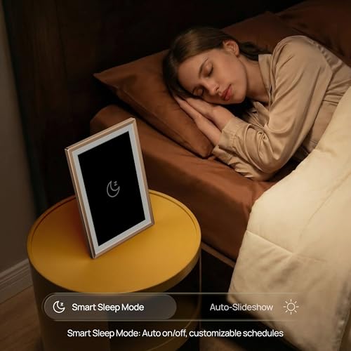 Image of ARZOPA Metal Digital Picture Frame 14 inch Free Cloud Storage No Subscription FHD IPS Anti-Glare Touchscreen Load Photos Videos from Phone Exquisite Decoration Ideal for Gifting - D14 Champagne Gold