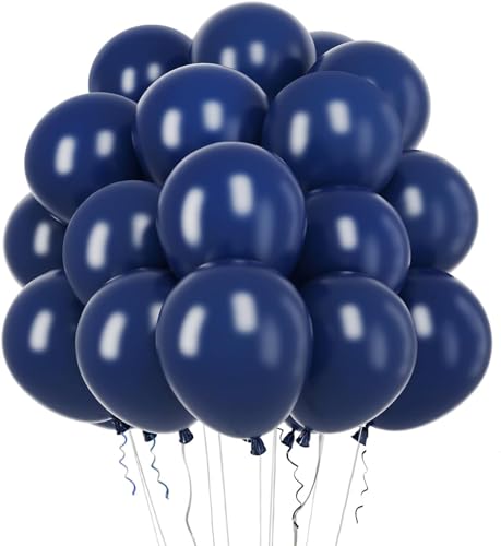 Image of 50 Pcs Retro Balloons Made of Strong Rubber (Navy Blue)