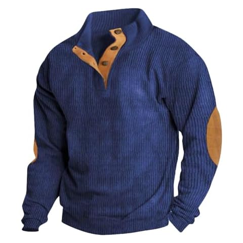 SUUTFBWV Henley Sweatshirts for Men Casual Sweaters for Men 4XL Men's Big and Tall Clothing Sweater Autumn Clothes for Men Sweaters for Men Big and Tall 4XL Mens Clothes Fashion Casual Blue 5XL Cover