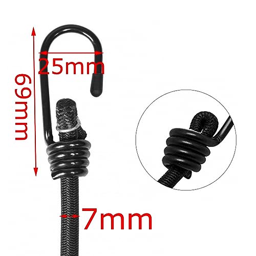 SyiXute 10 Pcs Bungee Cords With Hooks,4 Lengths,Heavy Duty Outdoor Elastic Bungee Straps,Multi-Purpose Elastic Bungee Straps for Securing Tarps,Luggage,Tents,Bikes or Garden Tidying (Black) - Image 2