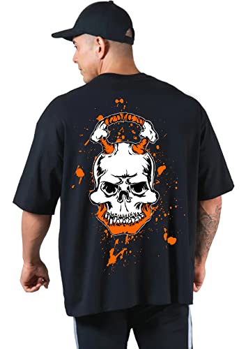 Image of GYMBROTHERS 100% Pure Cotton Mens Printed Half Sleeves Oversized Round Neck Drop Shoulder, Relaxed Fit, T-Shirt