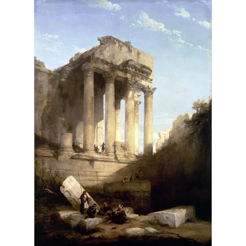 Impression giclée David Roberts Ruines du temple de Bacchus en grand format toile 76x101 cm