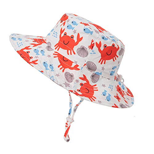 Chapeau de plage respirant pour homme et femme, motif dessin animé, en polyester, anti-décoloration, pour bébé, pêcheur *Crabe rouge M Cover
