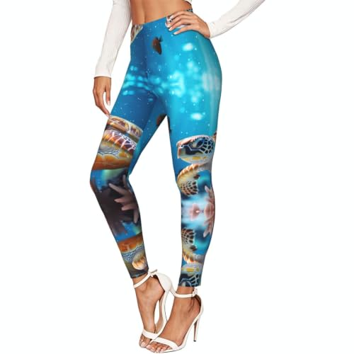 Leggings de compresión de tortuga marina para mujer mallas elásticas suaves
