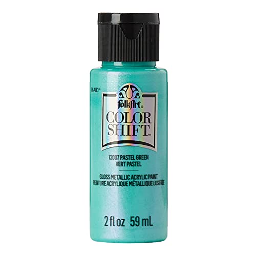 Image of FolkArt Color Shift Acrylic Craft Paint, Green Pastel 2 fl oz Premium Metallic Finish Paint, Perfect For Easy To Apply DIY Arts And Crafts, 12007