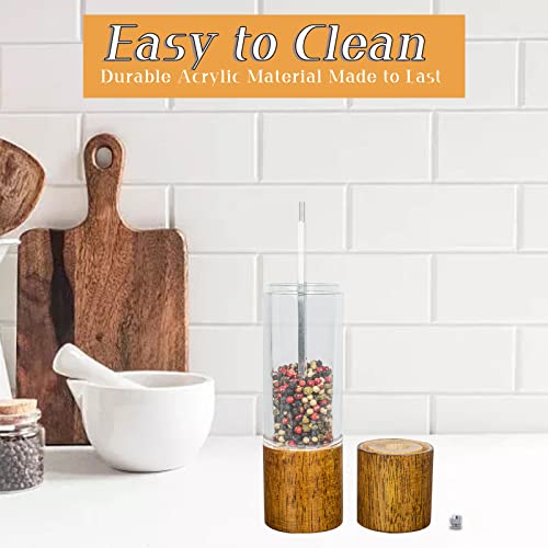 1 Pack Salt Grinder For Your Kitchen, Premium Acrylic Pepper Mill Or Salt Mill - 8 Inch Tall - Xwxo Salt Or Pepper Grinder Wooden Shakers With Adjustable Ceramic Core #TOP5