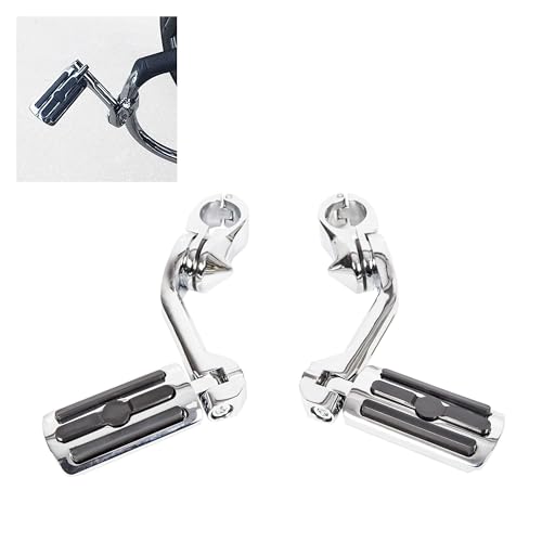 ECOTRIC 1.25'' Motorcycle Footpegs Long Highway Foot Pegs Compatible with Harley Davidson Road King Street Glide Honda Kawasaki Suzuki Yamaha Highway Foot Pegs Pedal - Long Angled