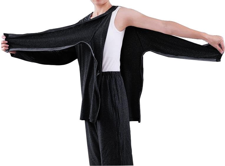 AIFARLD Post Shoulder Surgery Recovery Shirts for Men Full Tear Away Side Zippers Long Sleeve Dialysis Chemo Clothing3