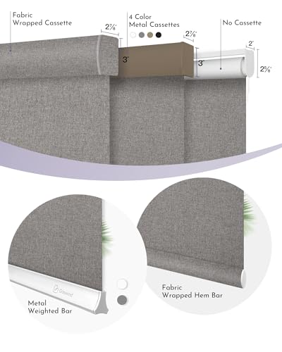 Graywind Motorized 100% Blackout Roller Shades Compatible with Alexa Google via Hub Window Blinds Remote Control Rechargeable Battery Motor with Valance for Smart Home and Office (Grey Brown)