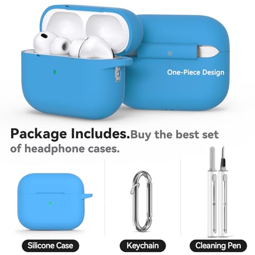 Image of Ljusmicker for AirPods Pro 3 Case 2025 with Cleaner Kit,Soft Silicone Protective Cover for Apple AirPods Pro 3rd Generation Cases for Women Men,for AirPod Pro 3 Cover with Keychain-Milk Blue