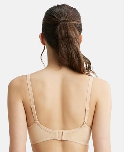 Image of Jockey FE23 Women's Wirefree Padded Super Combed Cotton Elastane Stretch Medium Coverage Multiway Styling T-Shirt Bra with Detachable Straps