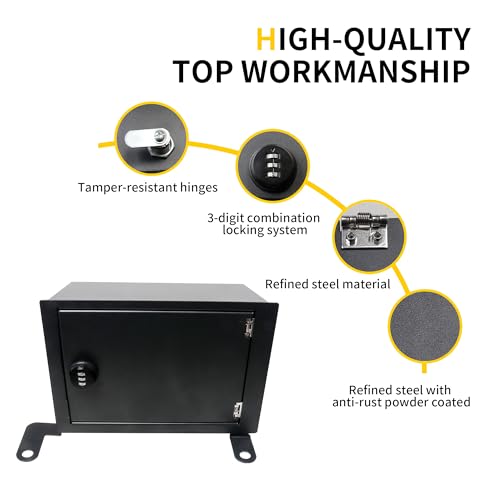 RERPRO Under Seat Storage Lock Box Gun Safe Compatible with 2018-2024 2025 Jeep Wrangler JL 4 Door 4XE Interior Accessories Passenger Side Rear Underseat Security Organizer Vault Tray Black