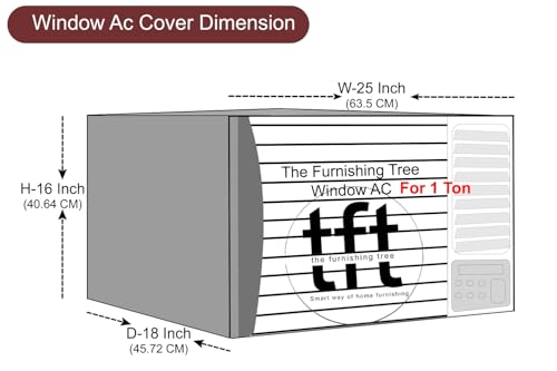 Image of The Furnishing Tree Window AC Cover for 1 Ton Capacity PVC Waterproof and Dustproof Ditzy Pattern Grey