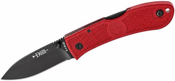 Ka-Bar Dozier Folding Hunter Lockback Knife – Red Handle, 3" AUS-8 Blade